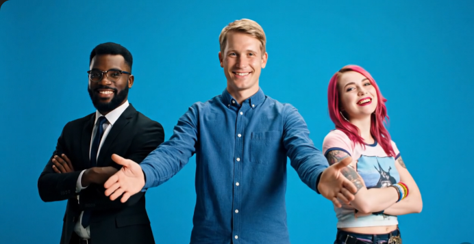 A diverse team of professionals collaborating in a modern office